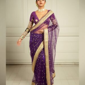 THE QUEEN'S PASSION PLUM SAREE READY-TO-WEAR
