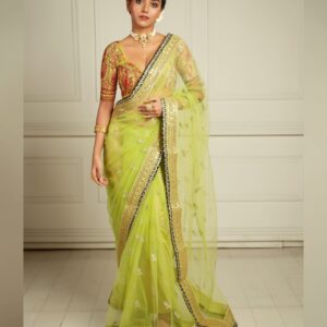 THE QUEEN'S LUSTROUS LIME SAREE